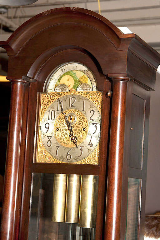 Style Mahogany Herschede Grandfather Clock Working For Sale at